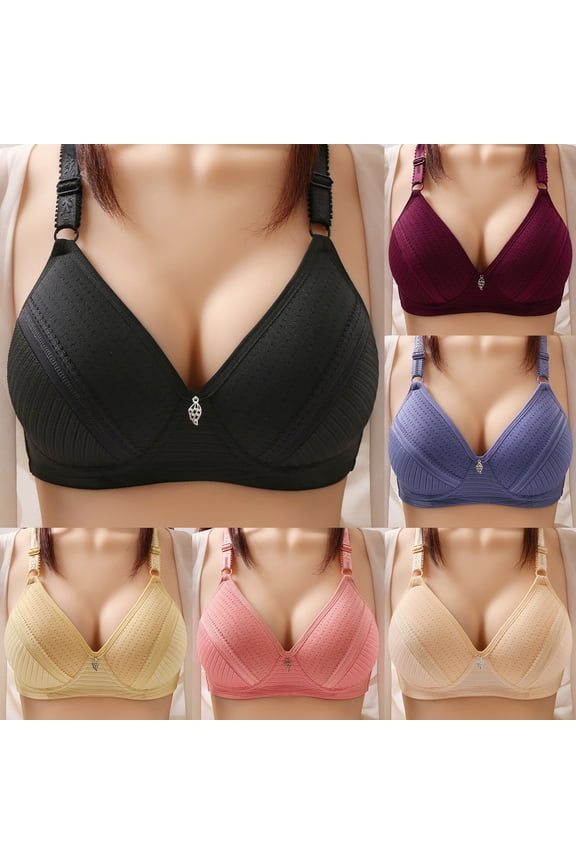 Womens Bras Middle Elderly Thin Wireless Large Bust Minimizer Soft Lift Bra Black 36