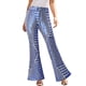 thumbnail image 2 of Pantalones de pierna ancha Gibobby con lentejuelas para mujer Acampanados cintura alta Azul XL, 2 of 5