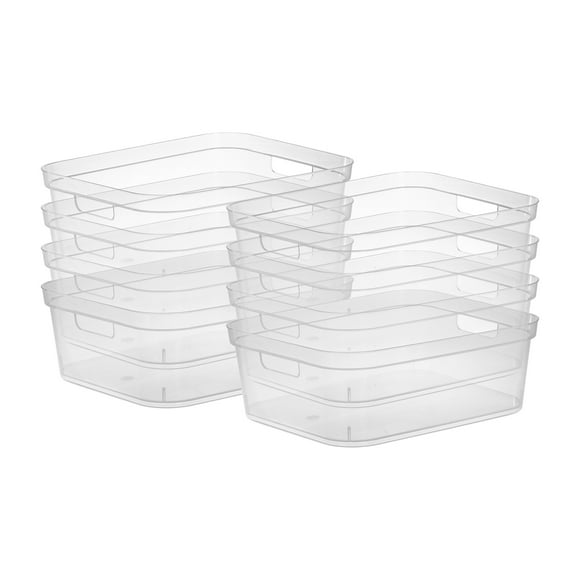 Sterilite Bac de Rangement 5,25 x 12 x 15 Pouces avec Poignées de Transport, Transparent, 8 Unités