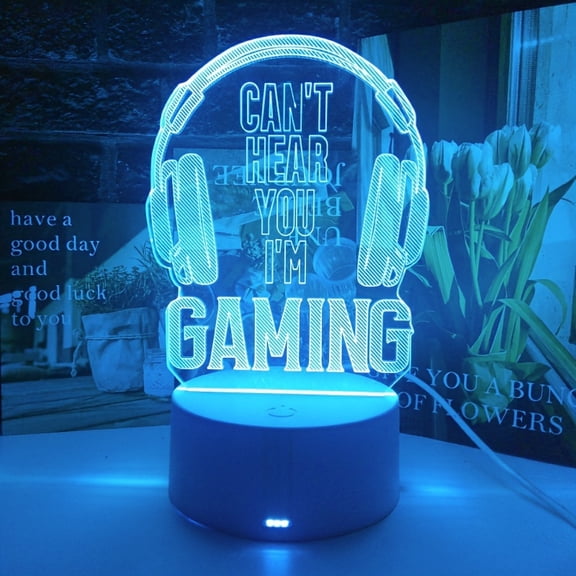 1pc Gaming LED Desk Lamp with "Can't Hear You I'm Gaming" Message, USB/Battery Operated, Multi-Color Neon Sign, Decorative Table Night Light for Gamers, Perfect Gift for Friends and Family