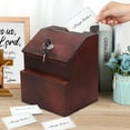 thumbnail image 4 of Wooden Lockable Suggestion Box with Key Lock Lid, Red Mahogany Wall Mounted or Free Standing Locked Ballot Prayer Donation Comment Cash Tip Money Drop Box Includes Hardware, 2 Keys, 4 of 9