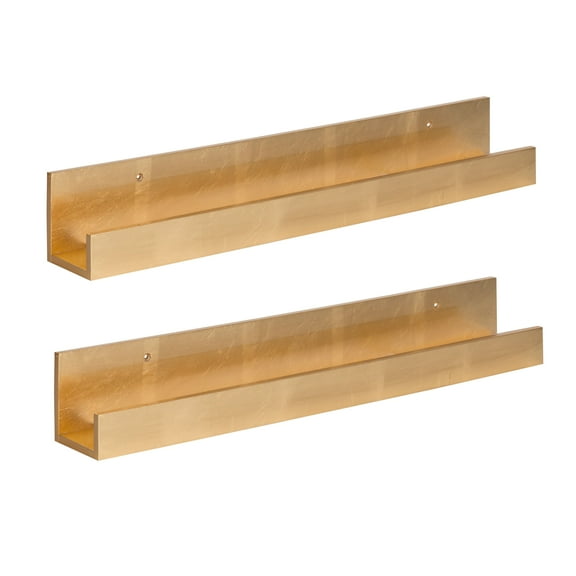 Kate and Laurel Rectangle Floating Shelves, 24", Gold
