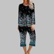 thumbnail image 1 of Puntoco Conjunto de pijama cómodo de dos piezas con cuello redondo y manga larga para mujer, conjunto deportivo, 2 piezas Puntoco Puntoco-1223, 1 of 5