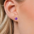 thumbnail image 3 of Gem Stone King 18K Rose Gold Plated Silver Purple Zirconia Stud Earrings for Women Men (3.00 Cttw, Gemstone Birthstone, Round 6MM), 3 of 6