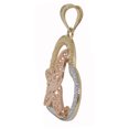 thumbnail image 2 of 14k Tri-tone Gold Diamond-cut Butterfly Heart Pendant and Cable Chain, 2 of 5