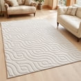 thumbnail image 6 of Findosom 4'x6' Area Rug for Living Room,Machine Washable Non-Slip Area Rug,Jacquard Ultra Soft Non Shed Cream Modern Wavy Carpet Indoor Rugs for Bedroom Dining Room Home Office Entryway Decor, 6 of 9