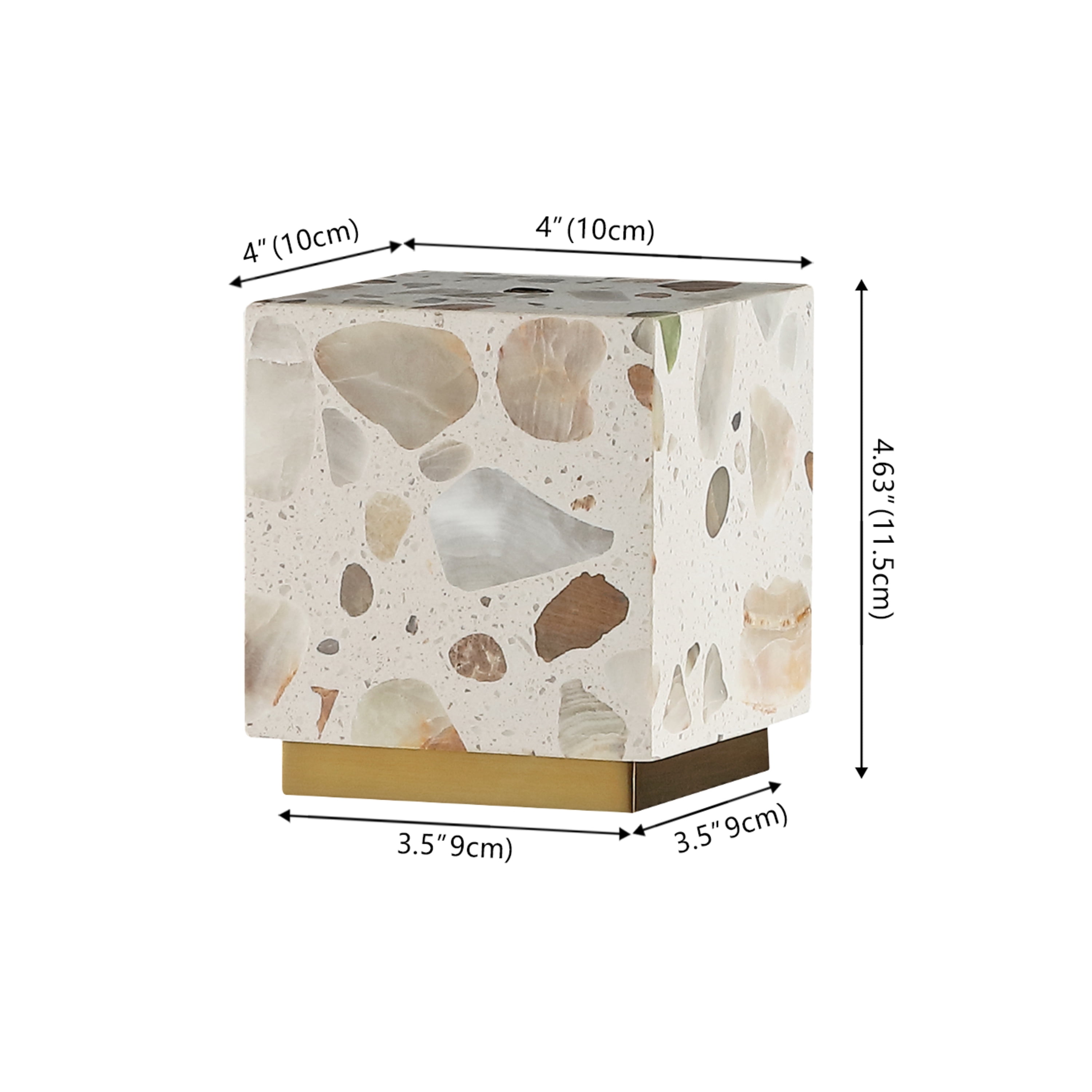JONATHAN Y Lara 4.63" Modern Glam Terrazzo Rechargeable/Cordless Dimmable Integrated LED Mini Table Lamp with Touch Sensor, Ivory/Brass Gold (Set of 2), JYL1200A-SET2