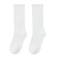 thumbnail image 2 of ZACPNCV 1 Pair Girls Ruffle Socks Cute Frilly Crew Socks for Toddler Kids Breathable Ribbed Knit Ankle Socks School Uniform Socks C-White, 2 of 6