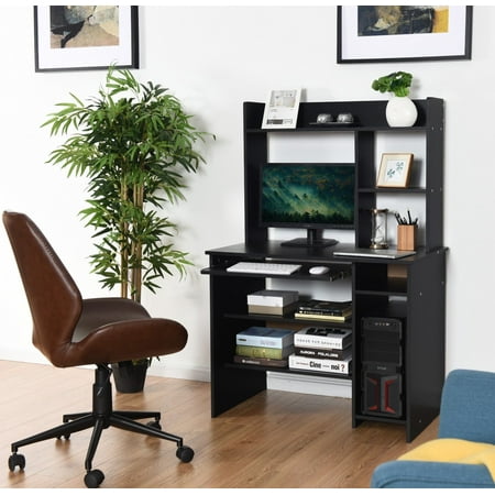 Gymax Computer Desk Pc Laptop Study Table Bookcase Workstation