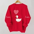 thumbnail image 4 of Valentines Sweatshirts Women Heart Printed Crewneck Plus Size Loose Holiday Red Top Sweet Valentine's Day Gifts (L, Red|Goose), 4 of 6