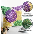 thumbnail image 5 of Purple Green Yellow Pillow Covers 20x20 Set of 2 Mardi Gras Dahlia Flower Outdoor Decorative Throw Pillows Farmhouse Pillowcases Linen Cushion Case Decor for Home Sofa Couch Bed, 5 of 6