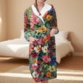 thumbnail image 2 of Women's Fleece Plush Robe Long Warm Plush Bathrobe Loungewear Jacket Printed Comfort Robe, 2 of 5