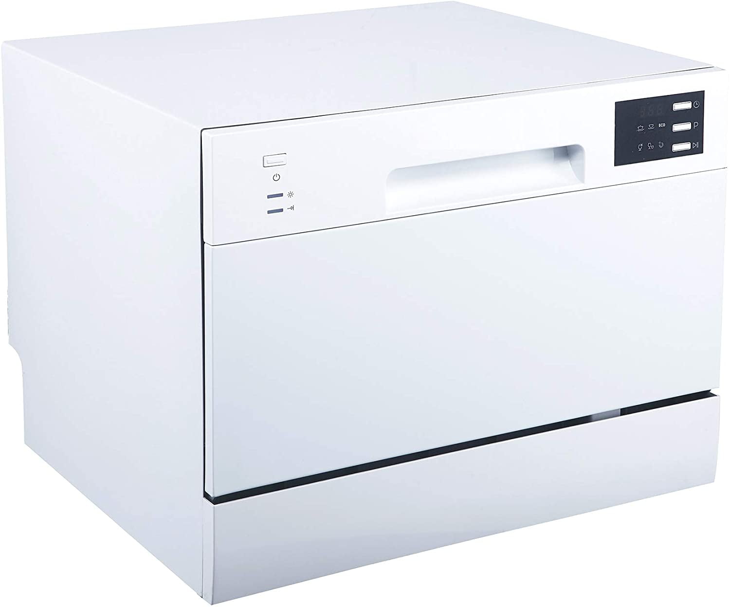Compact Countertop Dishwasher/Delay Start-Energy Star Portable Dishwasher with Stainless Steel Interior and 6 Place Settings Rack Silverware Basket/Apartment Office Home Kitchen, White - 1