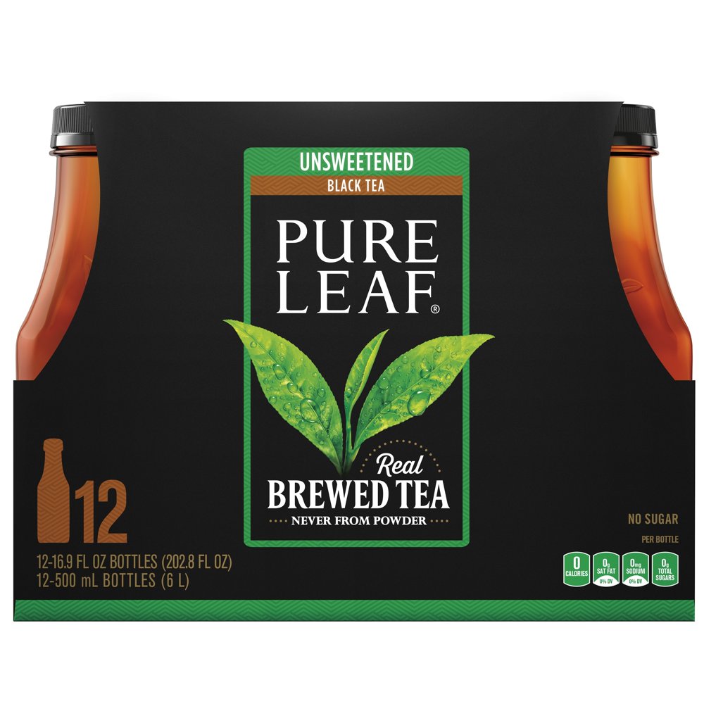 Pure Leaf Unsweetened Black Tea, 16.9 oz Bottles, 12 Count Walmart