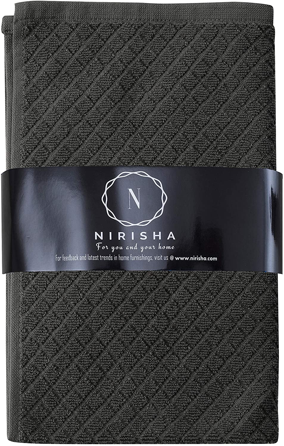 6 Pack Soft & High Absorbent 12 x 12 Inches Box Weave Grey Nirisha Cotton Terry Dish Cloth 100% Ringspun 2 Ply Cotton 400 GSM 