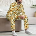 thumbnail image 6 of KLL Classical Cute Sunflower Sleepwear Mens Flannel Pajamas,Long Cotton Pj Set, 6 of 7