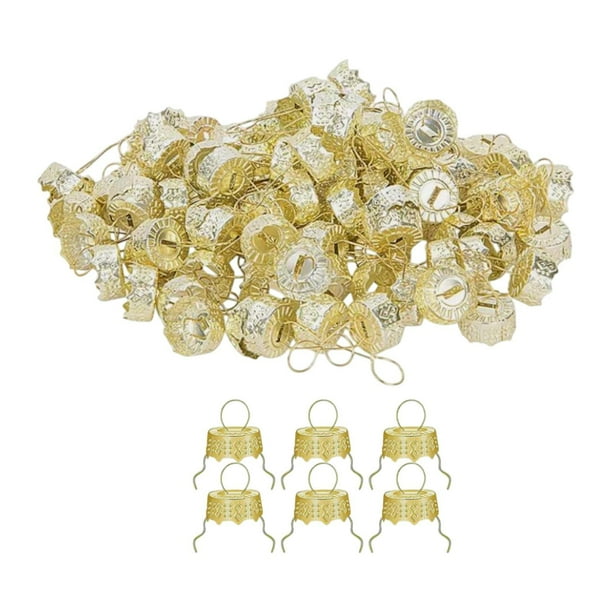 50 piezas de tapas de adornos navideños, adornos navideños de repuesto, tapas de perchas, tapas de decoraciones de bricolaje para perchas navideñas Amarillo