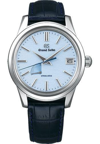 Pre-Owned Grand Seiko Heritage Collection Spring Drive SBGA407 Blue Snowflake Dial With Stainless Steel Case And Leather Strap