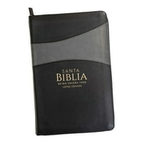 Biblia Reina Valera 1960 tamaño manual letra grande 12 puntos- Imitación Piel negro/gris con cierre y con índice. Colección bitono