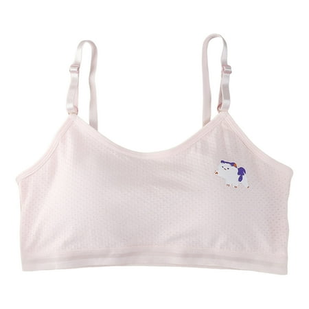 CAICJ98 Big Girls  Adjustable Training Bra Cotton Bras Wireless Light Padded Red M(10-12 Years)