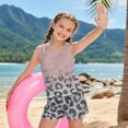 thumbnail image 5 of Xoenoiee Leopard Gradient Print Teen Girls Two Piece Swimsuit Modest Ruffle Skirt Tankini Set with Boyshort, Bikini Set Bathing Suit with Removable Pads, Size 6-7 Years, 5 of 7