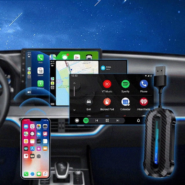 Adaptador Inalámbrico para Coche 2 en 1 USB Tipo C Carplay Android Auto Convierte Android Auto con Cable en Carplay Inalámbrico