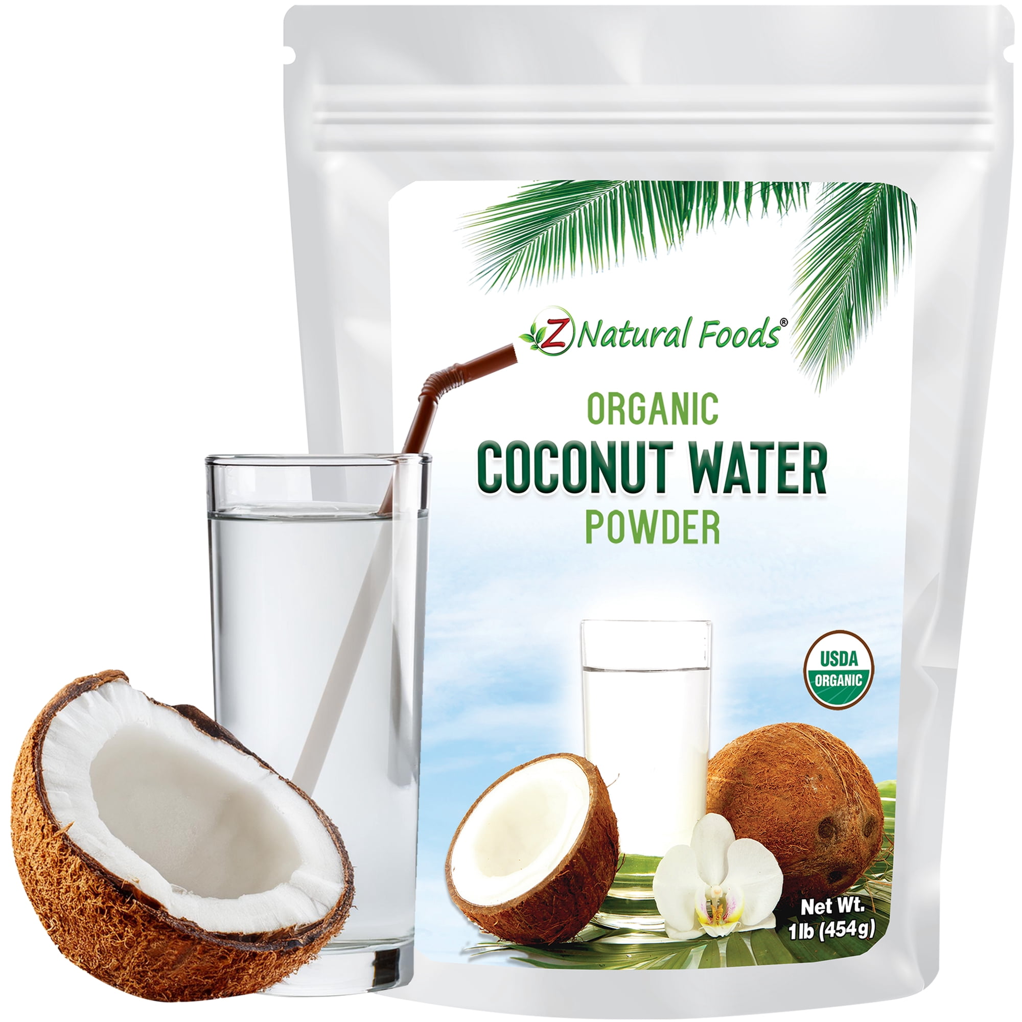 Z Natural Foods Organic Coconut Water Powder, Energy and Electrolyte, Sweet and Delicious, Perfect Pre or Post Workout Drink Mix, Vegan, Gluten-Free, Non-GMO, Kosher, 1 lb