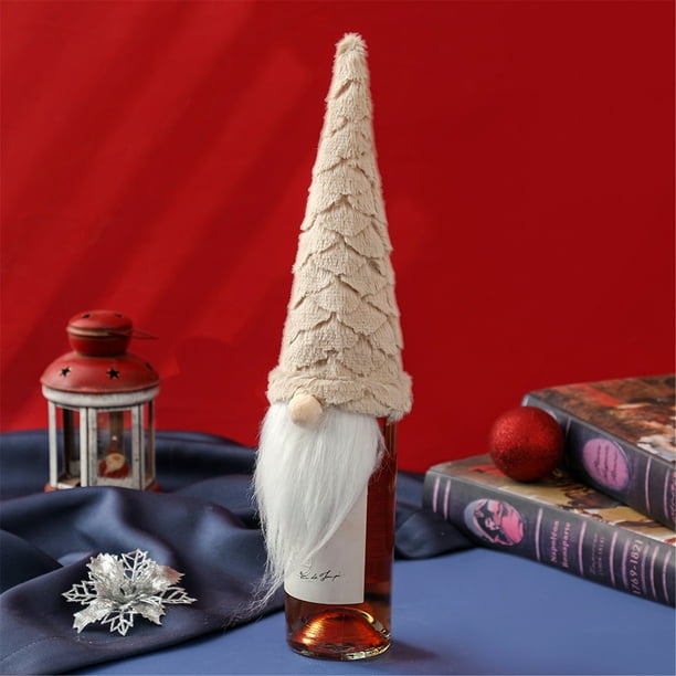 Bolsa de Vino Xihbxyly En Decoración Navideña Muñeco Anciano Sin Rostro Funda para Botella de Vino