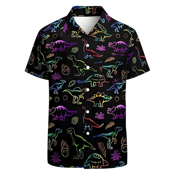 Mens Pique Shirts Short Sleeve Tropical Button Down Beach Mens Summer Tops,Black,4XL