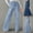 Dark Blue, variant on pstuiky Wide Leg Pants Women, Solid Color Loose Long Straight Leg High Waisted Trousers Basic Workout Pants Dark Blue L