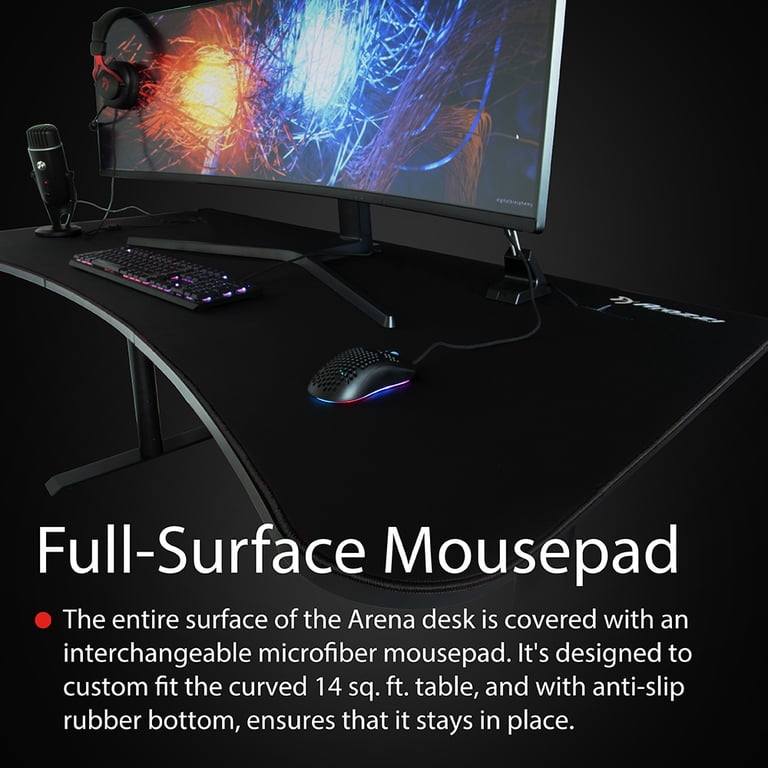 Arozzi Arena Mousepad Pure Black, Microfiber Cloth Surface, XL