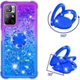 thumbnail image 2 of Clear Case for Xiaomi Redmi Note 11 4G with Ring Kickstand, Bling Gradient Quicksand Glitter Flowing Liquid Floating Case Cover for Xiaomi Redmi Note 11 4G/Note 11S JB Purple Navy, 2 of 14