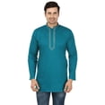 thumbnail image 1 of Chemise Kurta Courte en Coton pour Hommes Vêtements de Mode Indienne (Vert2, S), 1 of 5