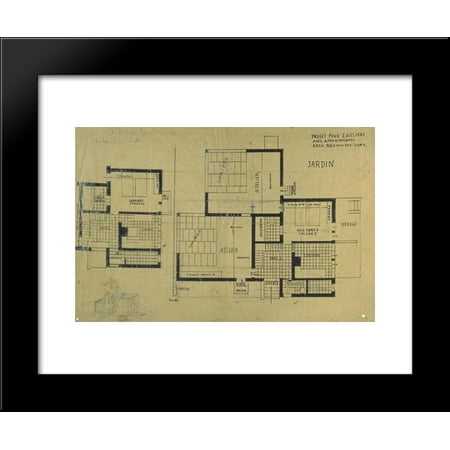 Double studio apartment design, plans and axonometry 20x24 Framed Art Print by Theo van (Best Studio Apartment Design)