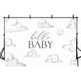 thumbnail image 3 of Hello Baby Baby Shower Backdrop White Clouds Baby Birthday Photography Background White Cloud Baby Shower Party Decorations Cake Table Banner Supplies Photo Studio Props, 3 of 3