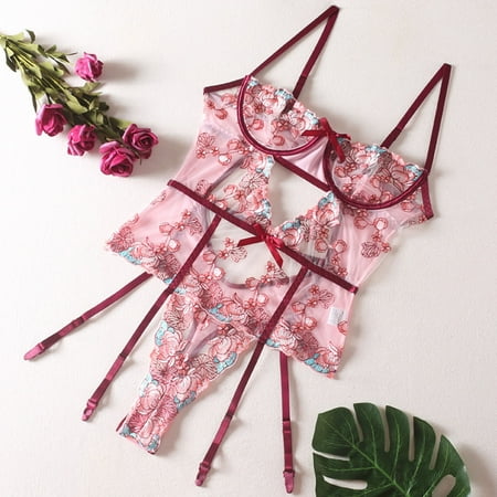 

TIANEK Women Lingerie Conjoined Body Lace Steel Ring Sexy Suit Sexy Lingerie Taste Underwear Set Clearance