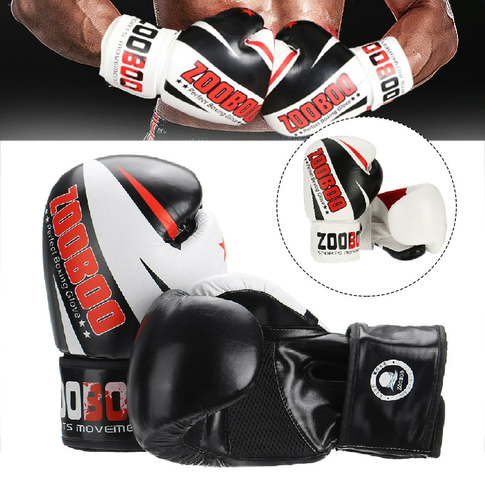 ZOOBOO Boxing Gloves Leather Training Punching Mitts MMA Muay Thai