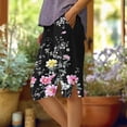thumbnail image 2 of TEAJOPSUU Bermuda Shorts for Women Knee Length Side Slit Comfy Linen Shorts Casual Summer Boho Print Beach Short with Pockets I-Black, 2 of 5