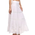 thumbnail image 4 of Sakkas Cassie Crochet Lace Trim Long Skirt With Fold-Over High Waistband - White - X-Small, 4 of 4