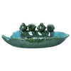 Ceramic Bird Basin with Attractive Detail in Glossy Green Finish