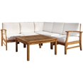 thumbnail image 2 of Persi 6 Piece Outdoor Wood Chat Set w/ Cream Water Resistant Cushions, 2 of 3