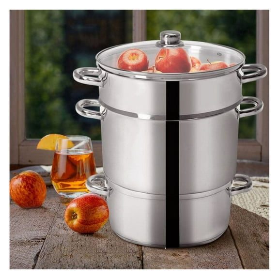 11-Quart Stainless Steel Juicer Steamer - Fruit & Vegetable Juice Extractor - 3-Pot Steamer for Jelly, Syrup, & Cooking - Induction Compatible