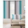 thumbnail image 2 of Turquoise White Grey Blackout Curtains 96 Inches Length, Gradient Country Minimalist Color Window Treatment Thermal Insulated Drapes for Bedroom Living Room 2 Panels 104x96 Inches, 2 of 8