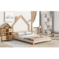 thumbnail image 3 of Kacho Full Size Bed Frame, Twin Plarform Bed with Headboard Bed, Solid Wood Floor Bed for with Handrails ,Slats, Floor Bed for Bedroom, No Box Spring Needed, Easy Assembly, Natural, 3 of 8