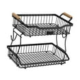 thumbnail image 4 of Organizador de almacenamiento de vegetales de 2 niveles Basket Decoración de mesa elegante Ritadilla de soporte de soporte de frutas para restaurantes Negro, 4 of 8