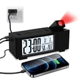 thumbnail image 1 of Proyección Despertadores Atenuador de cabecera Proyector de reloj digital LED, Puerto de carga USB dual, Giratorio de 180  degree, Snooze, para dormitorio Macarena  Despertador de proyección, 1 of 8