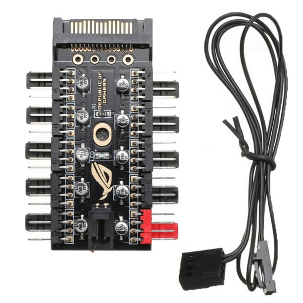 Cooler Hub 4-Pin PWM Cooler Connector Adaptador de controlador de velocidad de PC Accesorio de divisor de concentrador de ventilador de computadora, SATA Scienceny EL001456-01