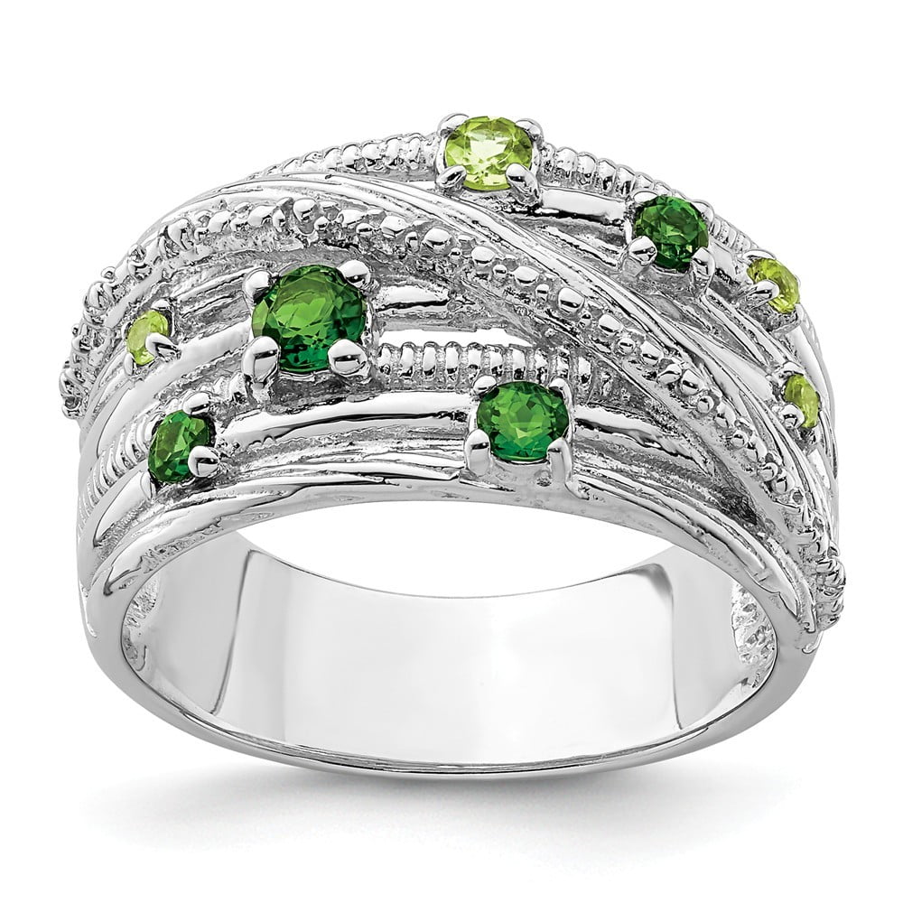 925 Sterling Silver Rhod-plat Chrome Diopside and Peridot Pendant