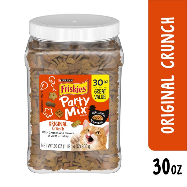 Friskies Cat Treats, Party Mix Original Crunch, 30 oz. Canister