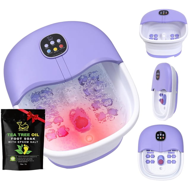 Spa para pies WHALSTAR plegable con masaje, calor y burbujas